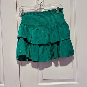 Eesome green Layered silk Mini skort